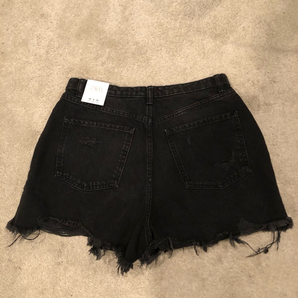 Zara High Rise Denim Shorts - Black - Picture 2 of 5